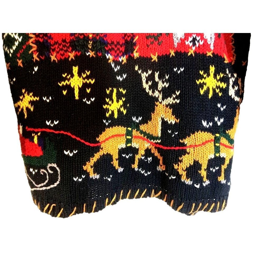 River Art Sweater X-Mas Theme Womens Size M Multicolor Cottagecore Winter - Picture 3 of 13